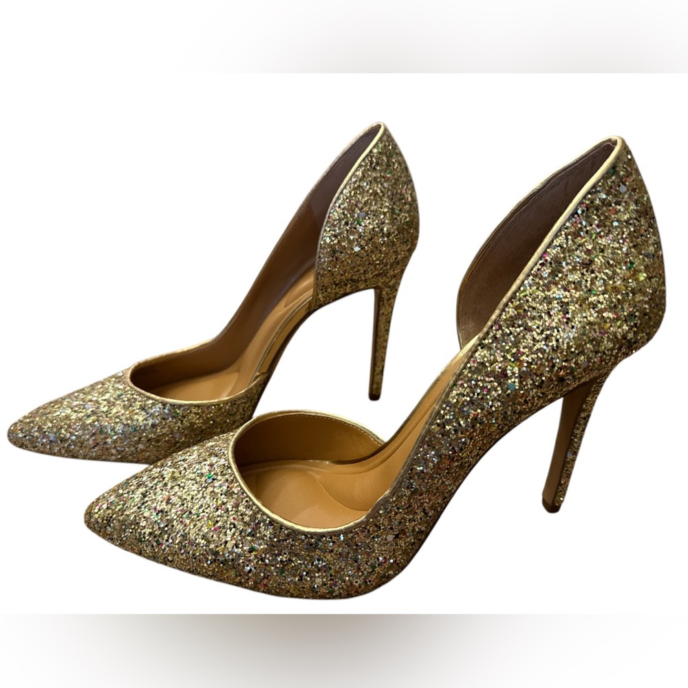 Jessica Simpson Women's Prizma D'Orsay Pumps Heels in Party Gold Glitter
